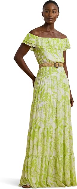 Вечернее платье Lauren Ralph Lauren Floral Georgette Off-The-Shoulder