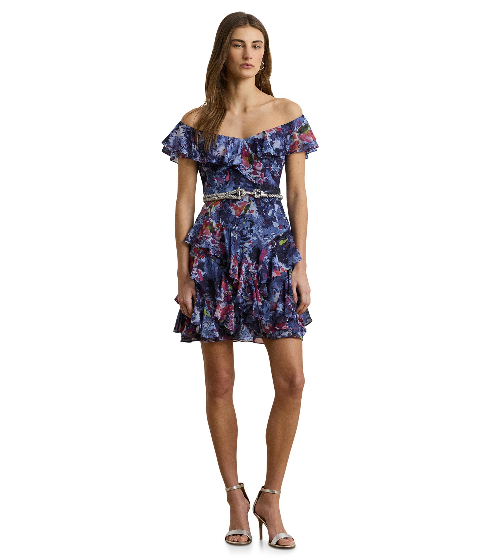 Print Off-The-Shoulder Cocktail Dress