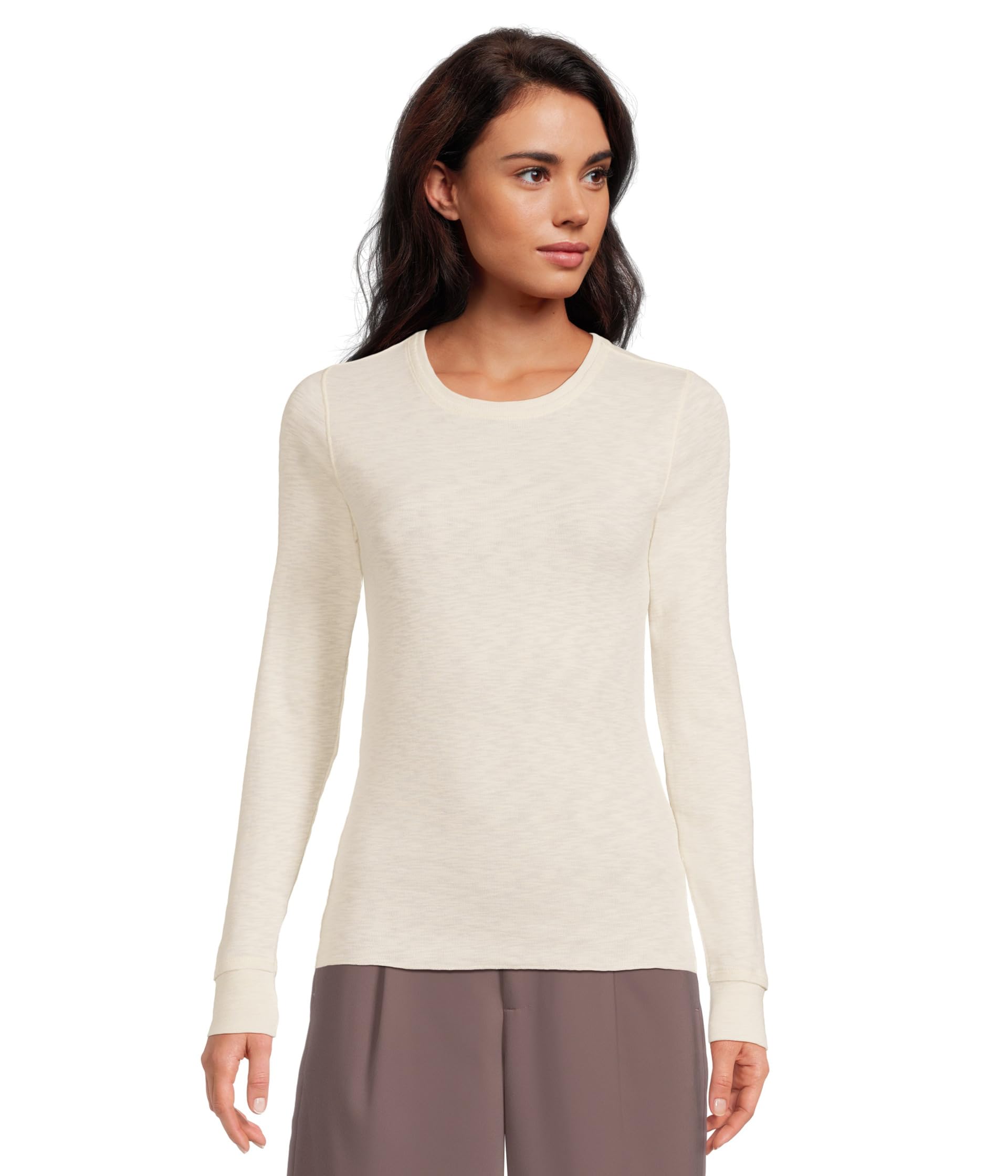 Женский топ Rib Slub Long Sleeve Crew