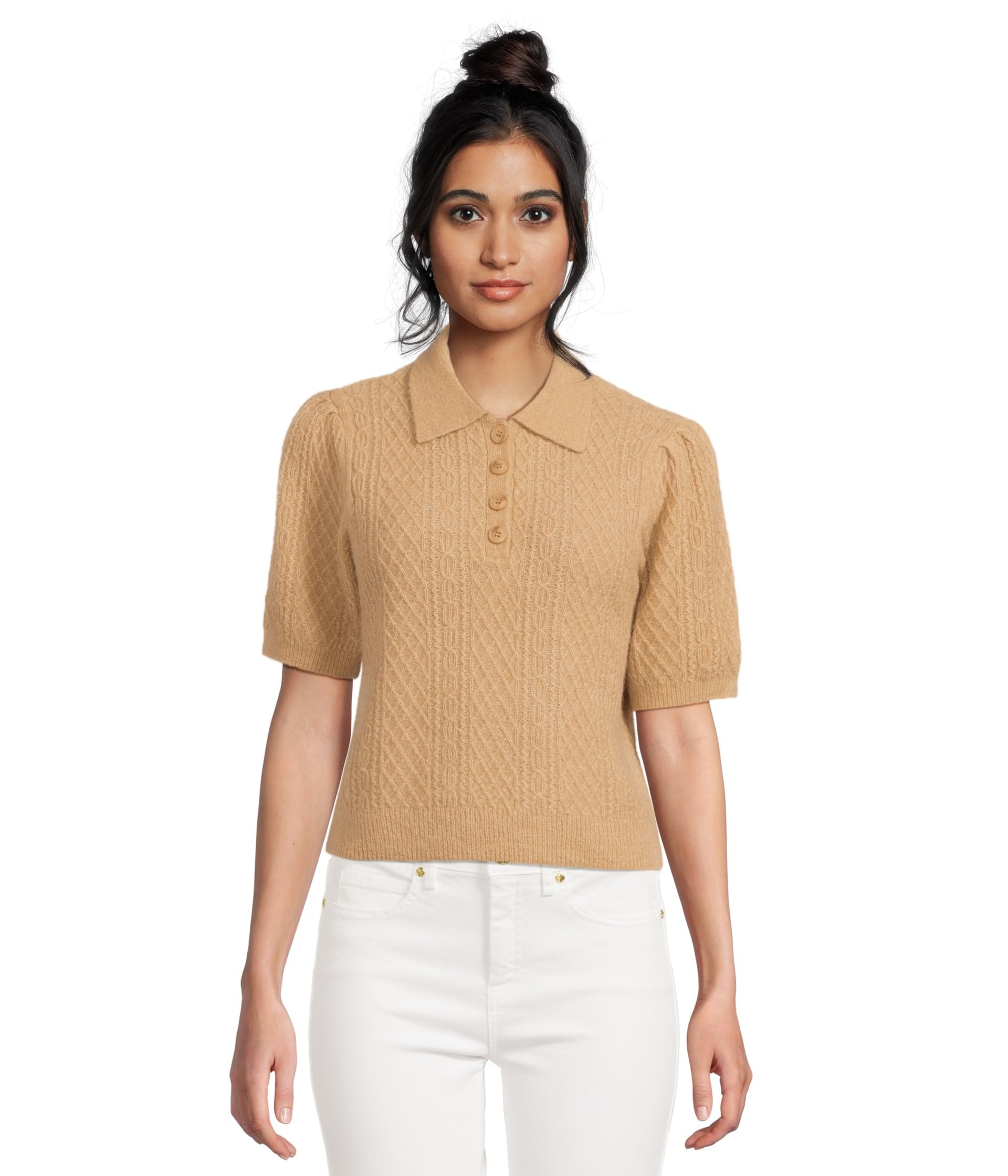 Mixed Stitch Elbow Sleeve Polo