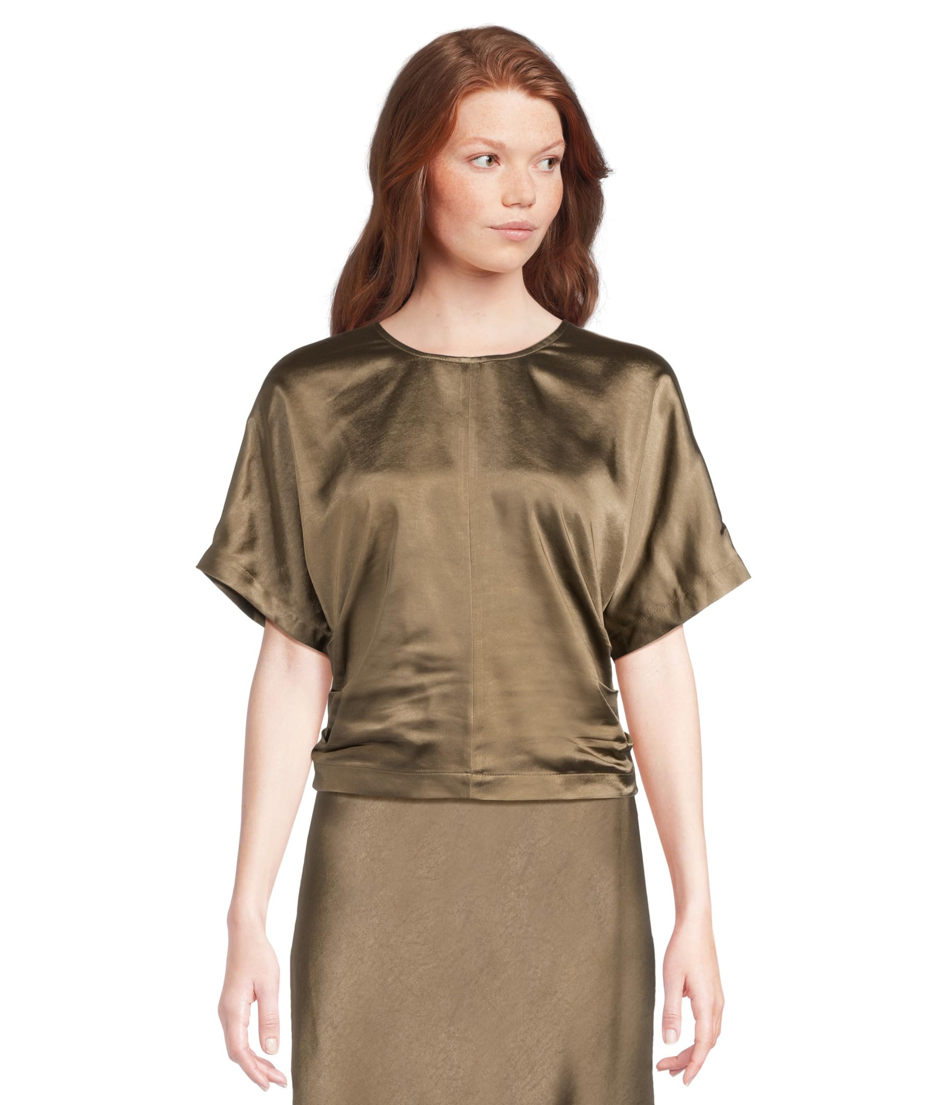 Satin Dolman Short Sleeve