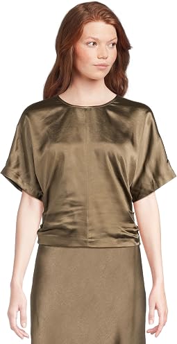 Satin Dolman Short Sleeve