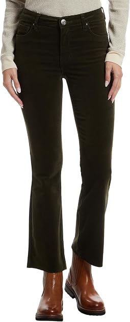 Женские джинсы Kelsey Corduroy High-Rise Fab Ab Ankle Flare With Raw Hem в цвете Olive