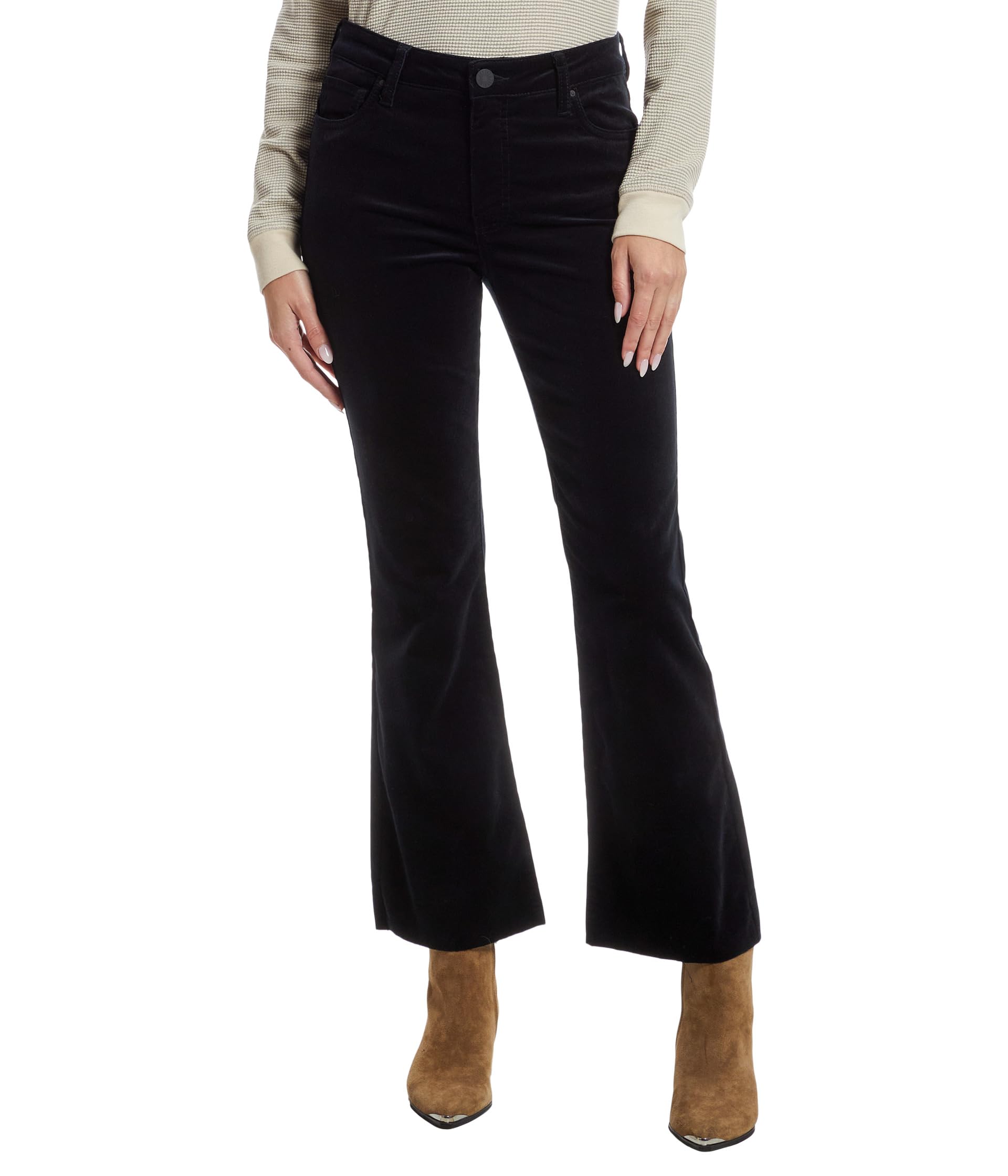 Джинсы KUT from the Kloth Kelsey Corduroy High-Rise Fab Ab Ankle Flare, черный