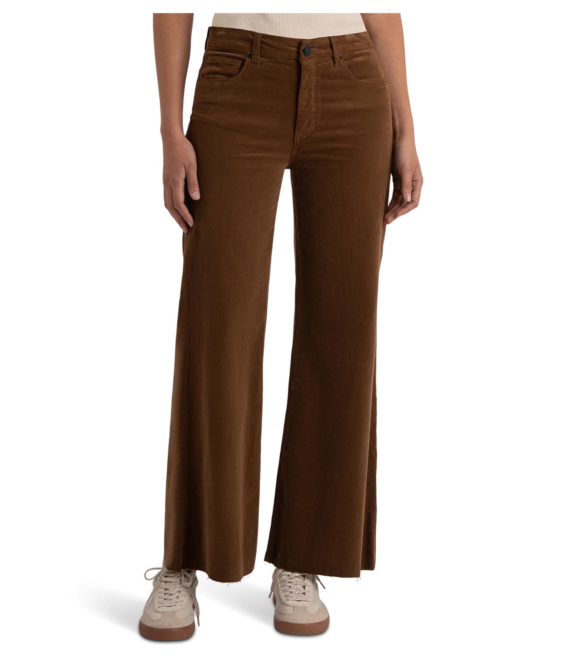 Meg High-Rise Fab Ab Wide Leg Raw Hem-Long Inseam in Cognac