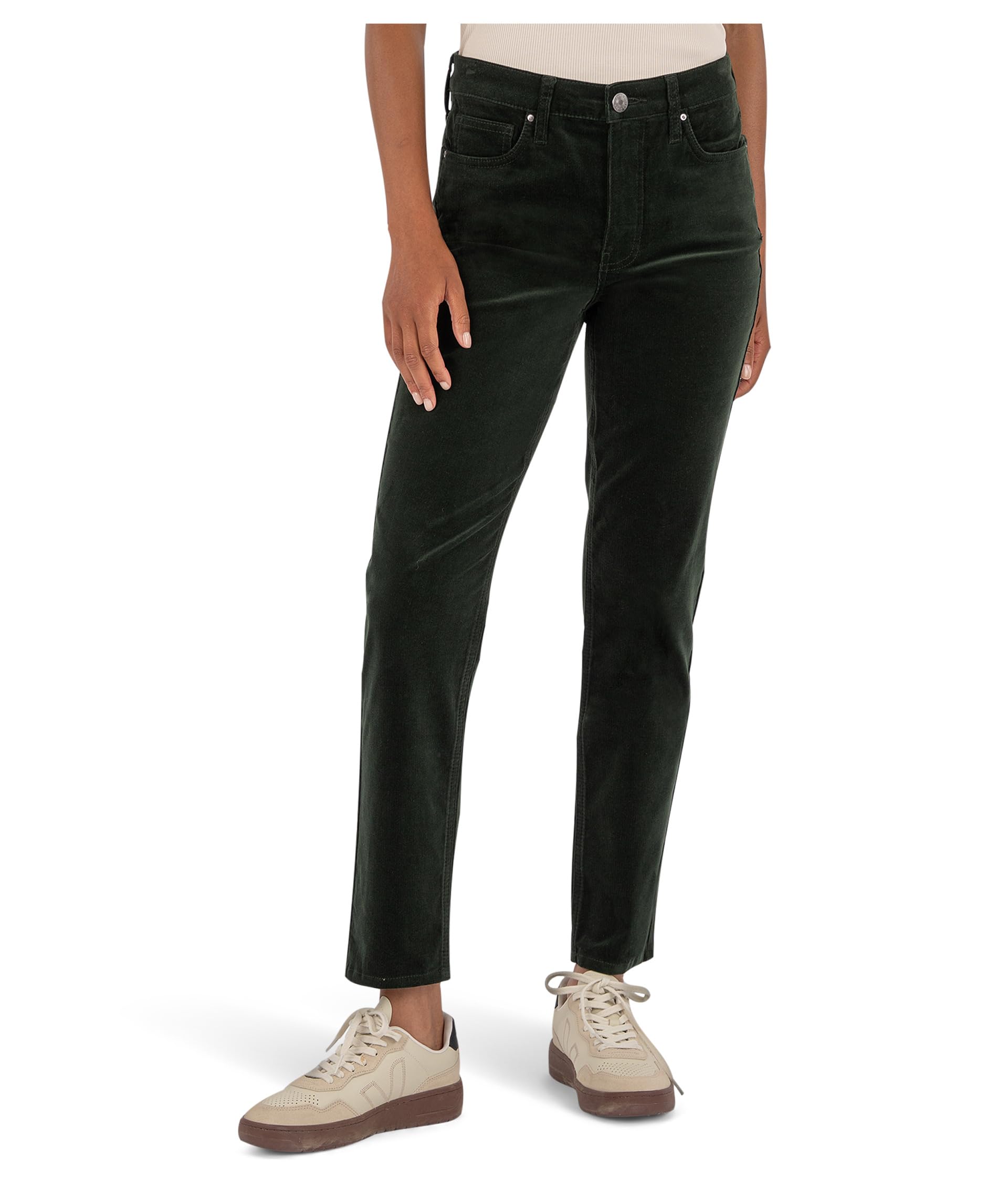 Rachael Corduroy High-Rise Fab Ab Mom Regular Hem-Long in Dark Forest