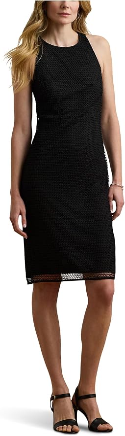 Женское вечернее платье Lauren Ralph Lauren Beaded Netting Sleeveless Cocktail Dress
