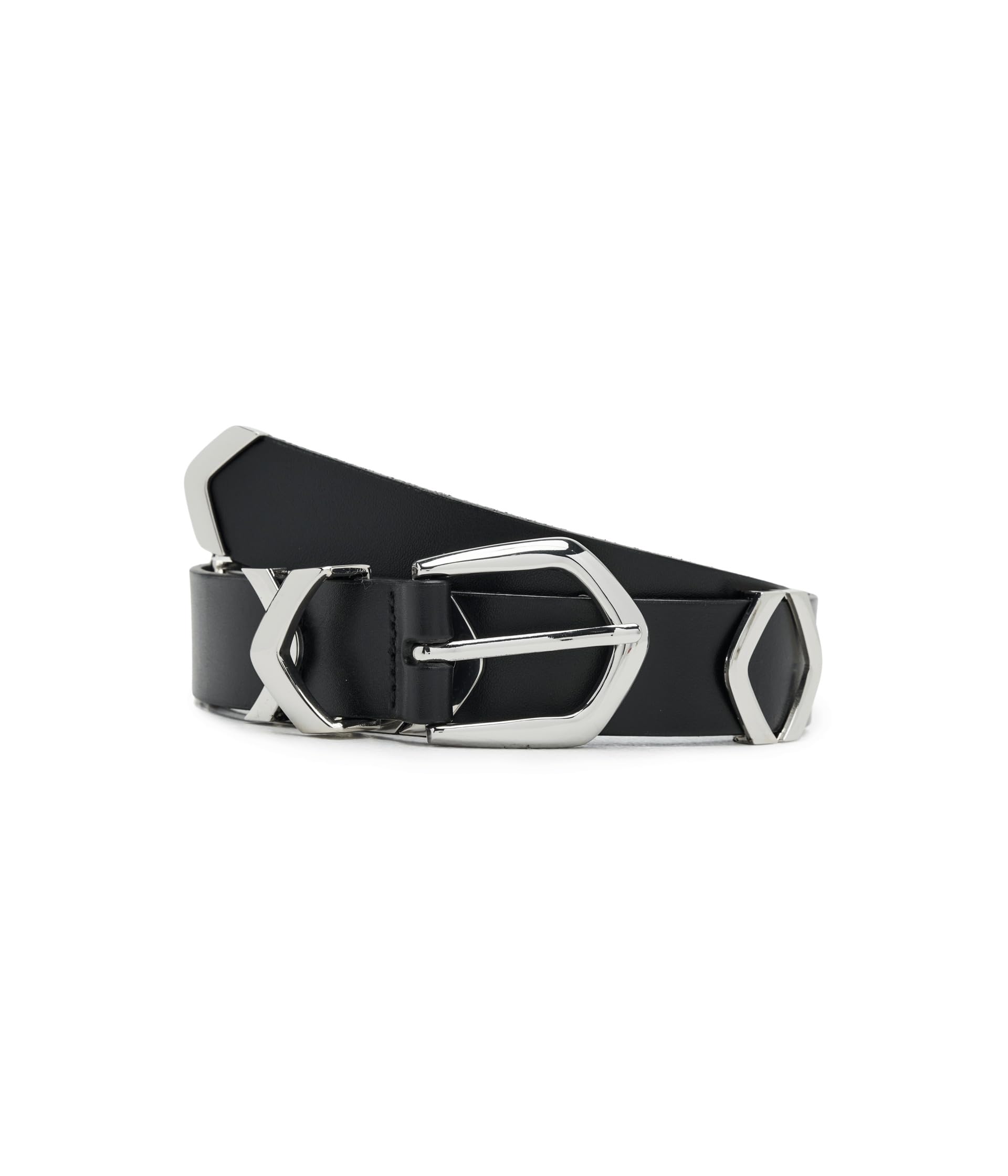 Angular Buckle Belt in Suede