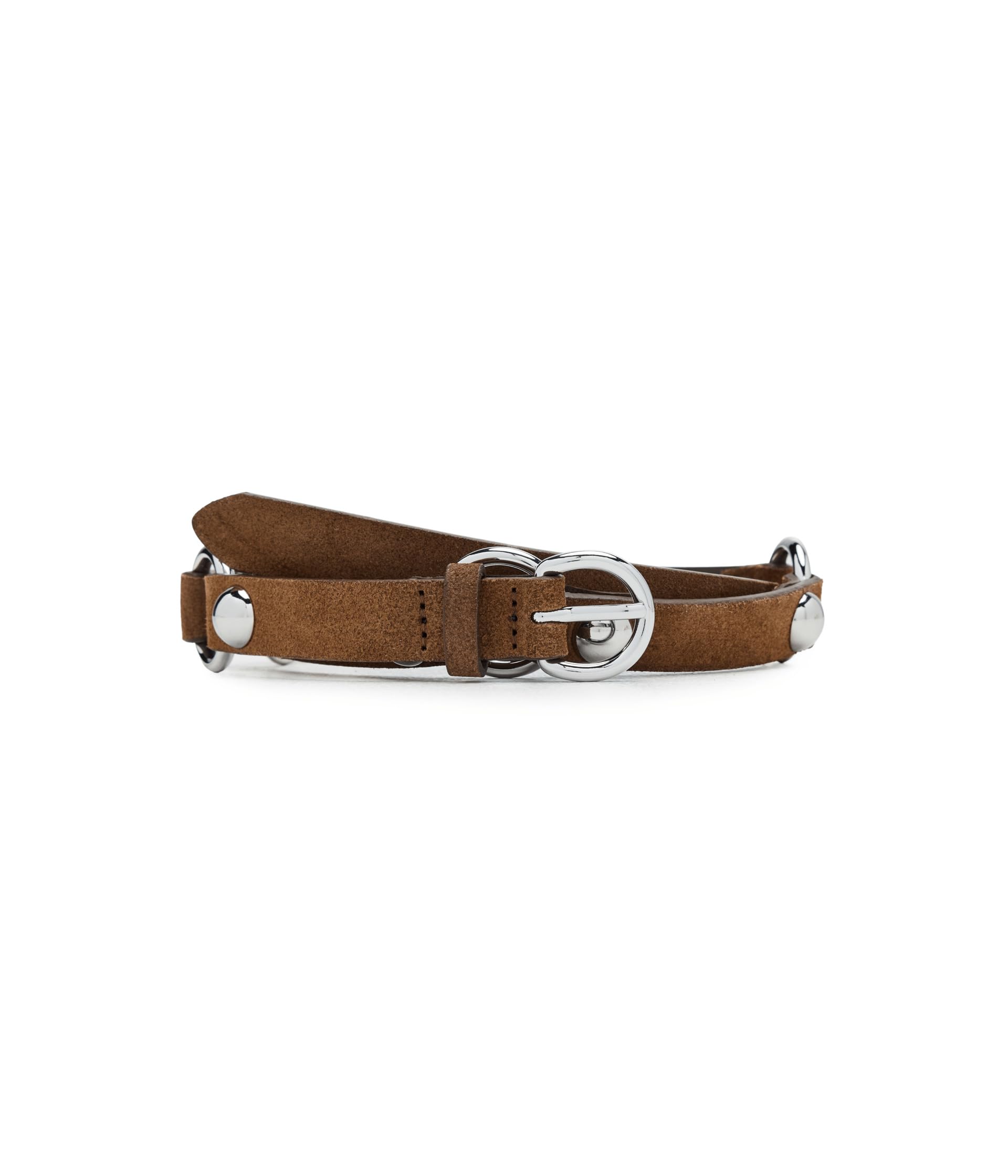 O-Ring Studded Suede Belt