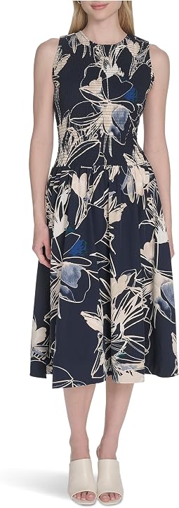 Женское платье Calvin Klein Smocked Commuter Floral Dropwaist