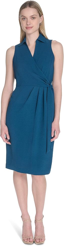 Aerowash Collared Elastic Waist Self Tie Midi