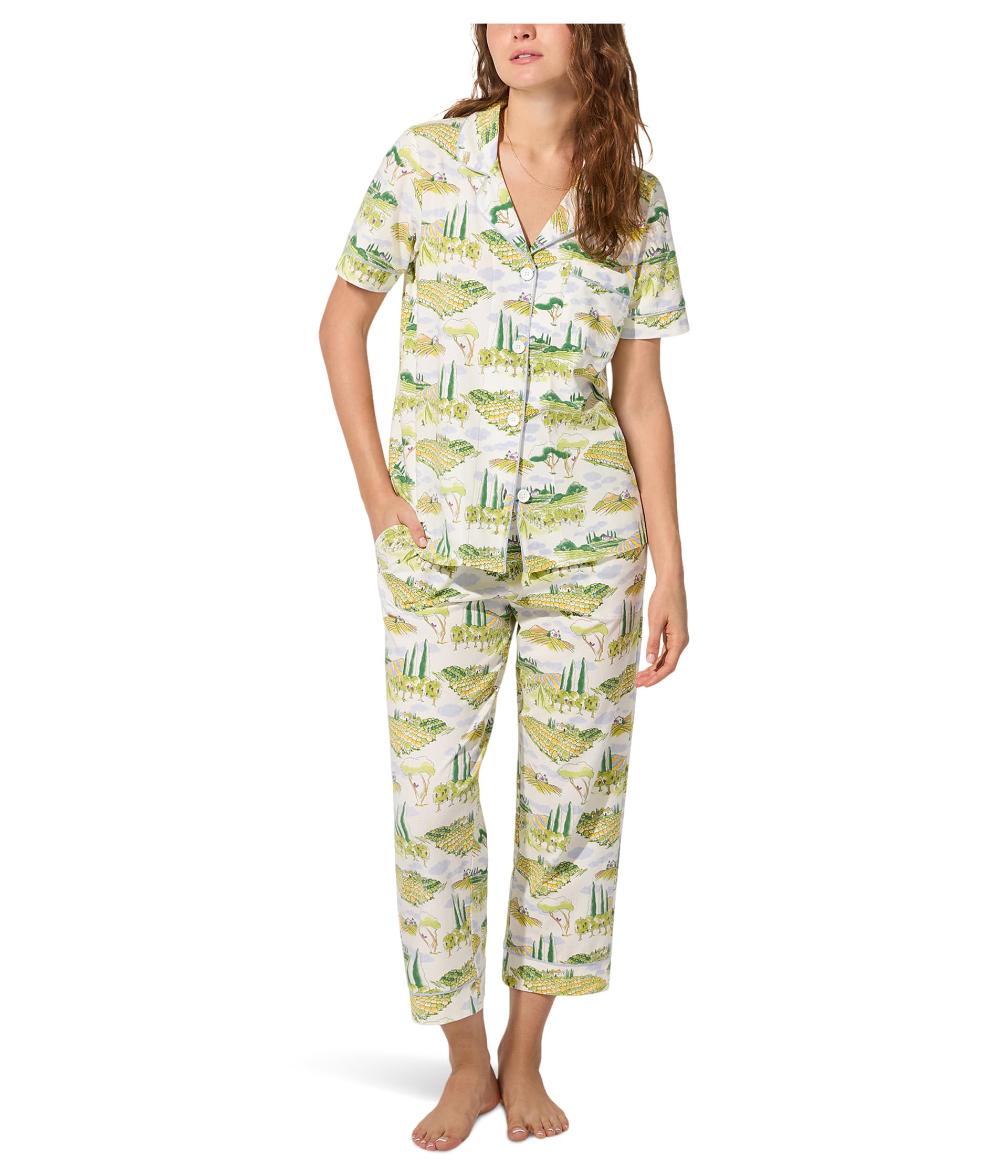 Short Sleeve Classic Stretch Jersey Cropped Pj Set