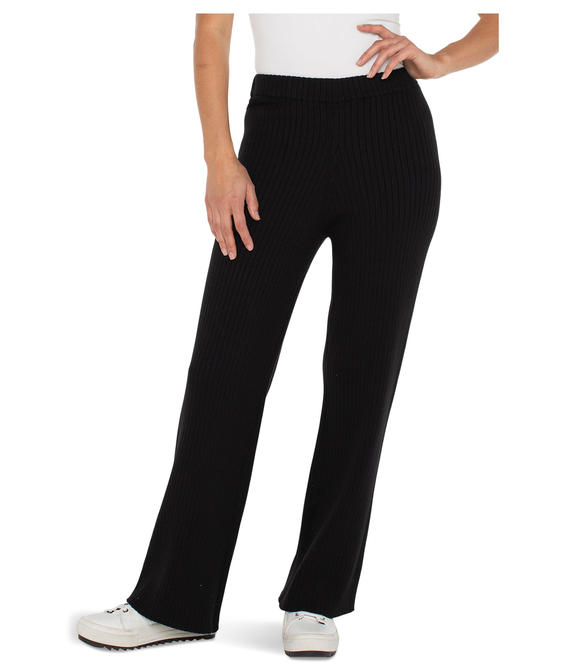 Mid-Rise Pull-On Wide Leg Sweater Pants