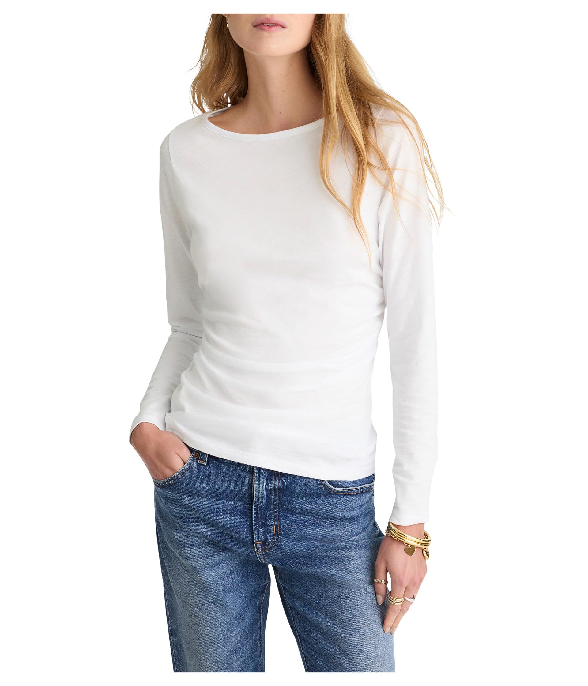 Side Ruched Slub Long Sleeve Женская