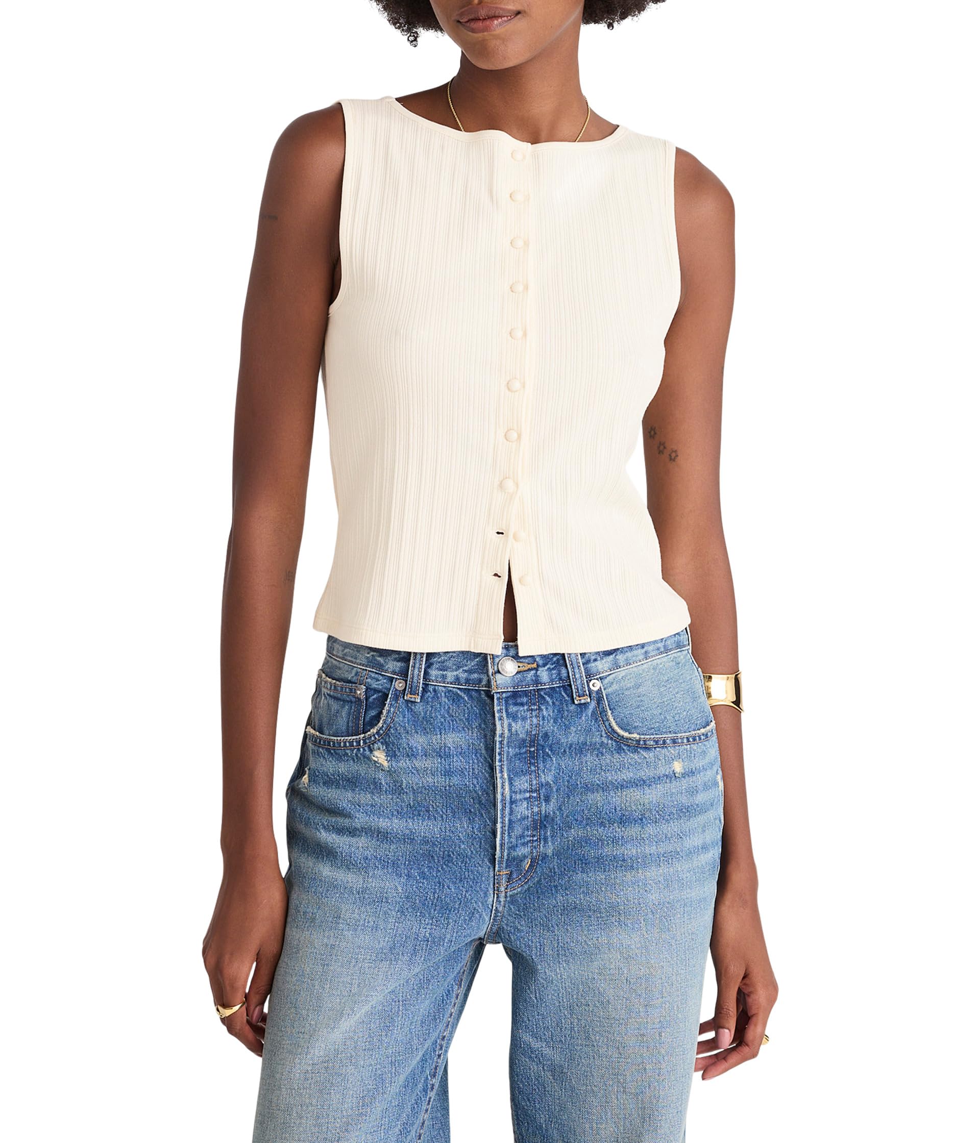Ribbed Crewneck Shell Top
