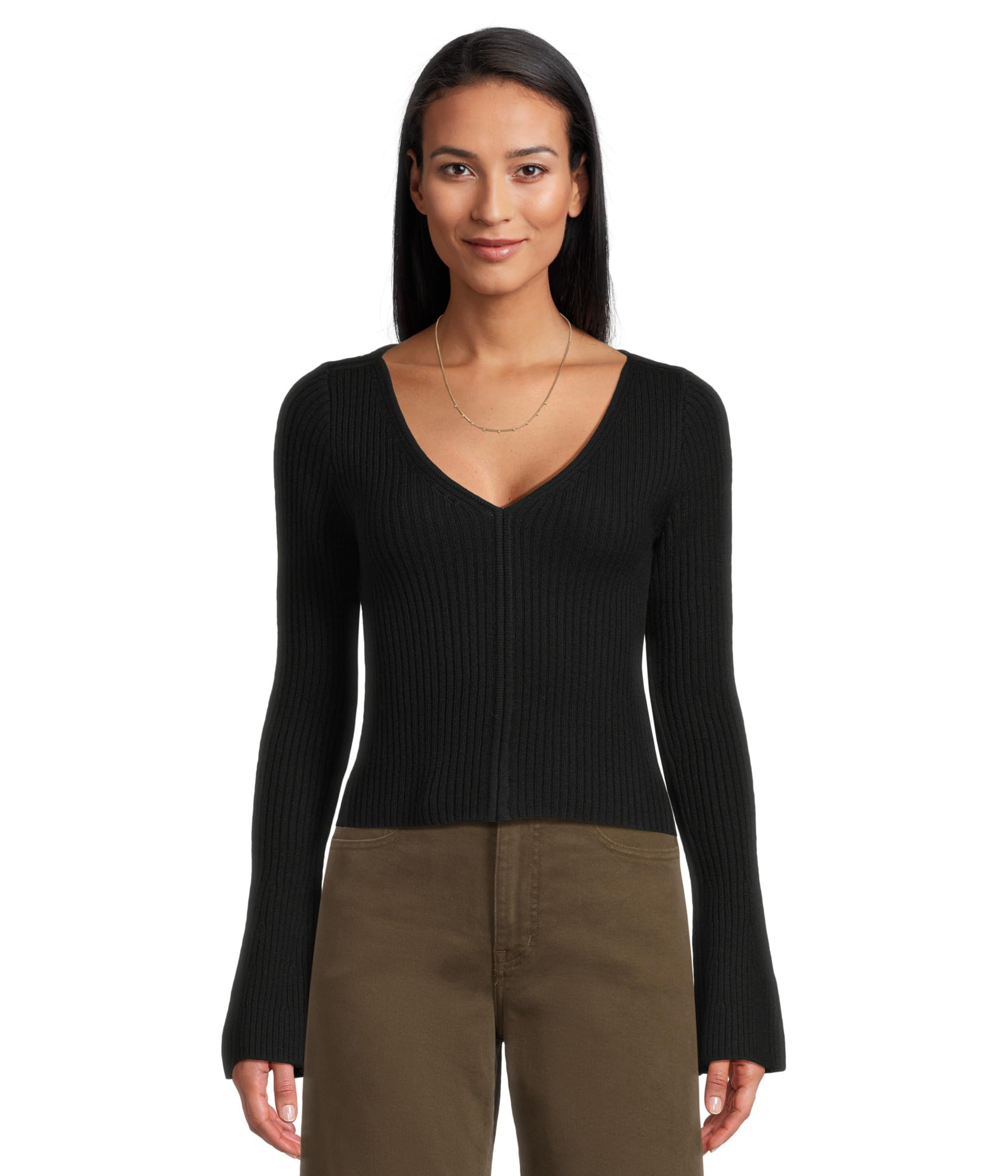 Женский джемпер Ribbed Merino Flare Sleeve Vneck Clari