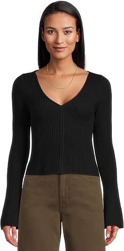 Женский джемпер Ribbed Merino Flare Sleeve Vneck Clari