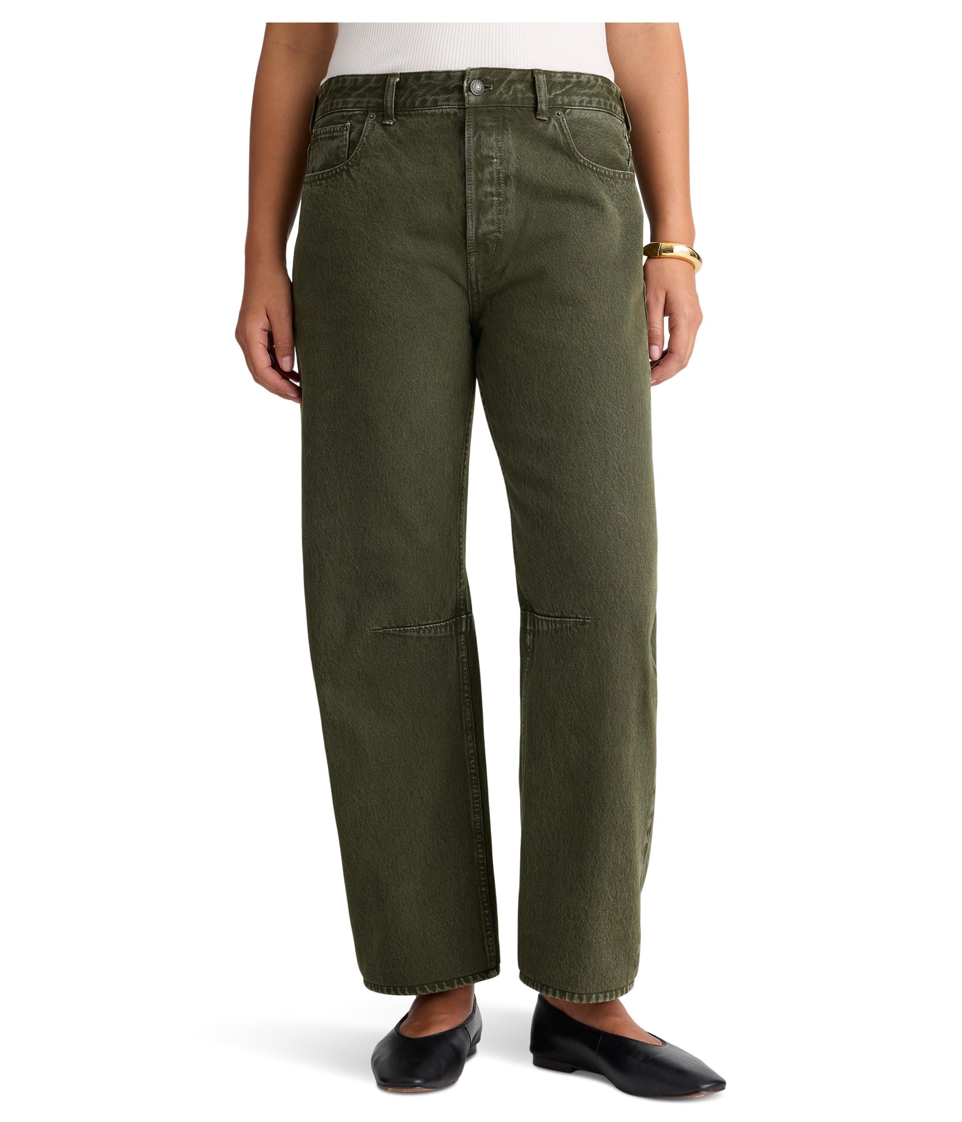 Darted Barrel-Leg Jean in Mossy Umber