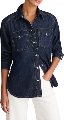 Oversized Western Shirt In Rinse Wash