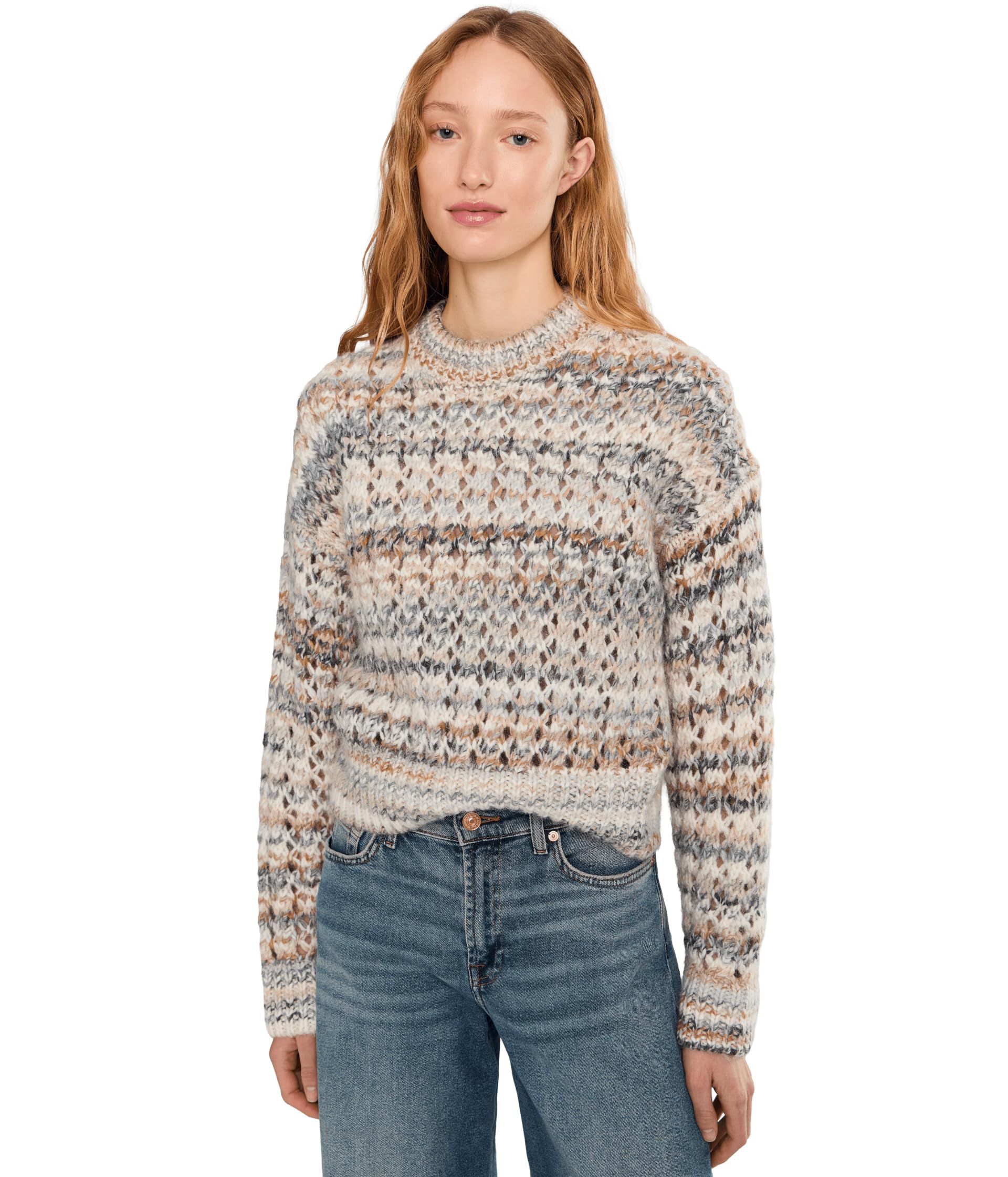 Fawn Open Stitch Stripe Pullover