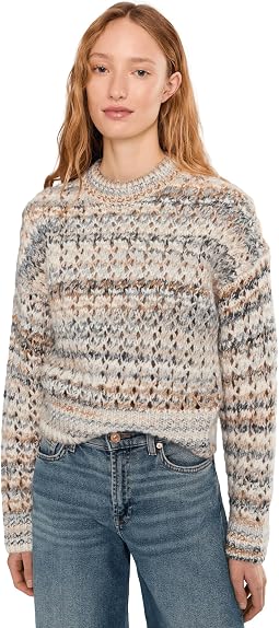 Fawn Open Stitch Stripe Pullover