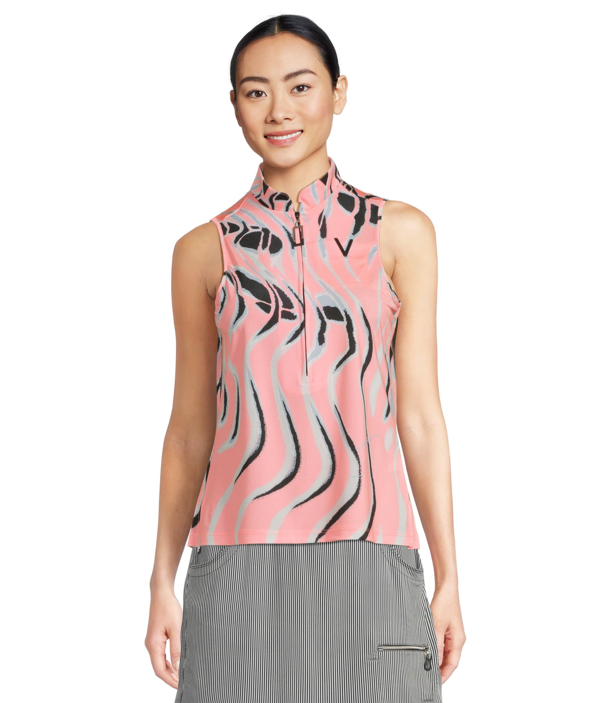 Whirlwind Print Sleeveless Polo
