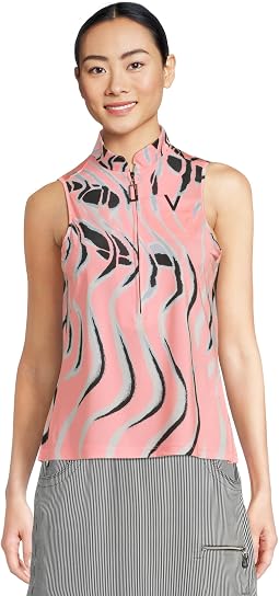 Whirlwind Print Sleeveless Polo