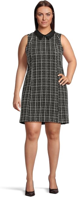 Sleeveless Tweed Sheath With Collar