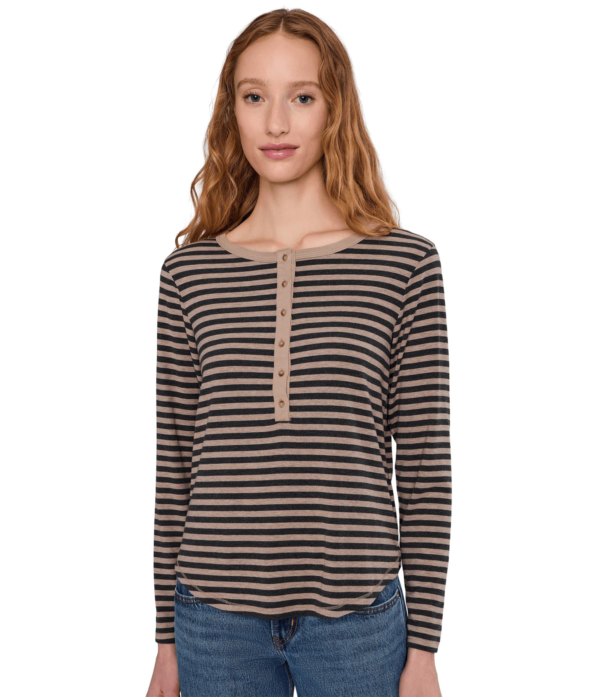 Женская рубашка Mod-o-doc Long Sleeve Slim Shirttail Henley с длинным рукавом