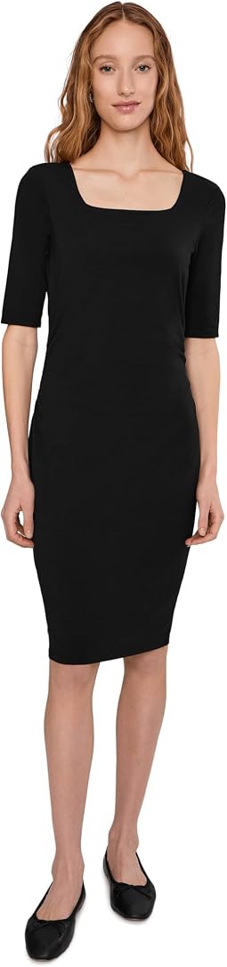 Elbow Sleeve Below The Knee Ruched Dress