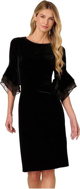 Velvet Bell Sleeve Short Dress