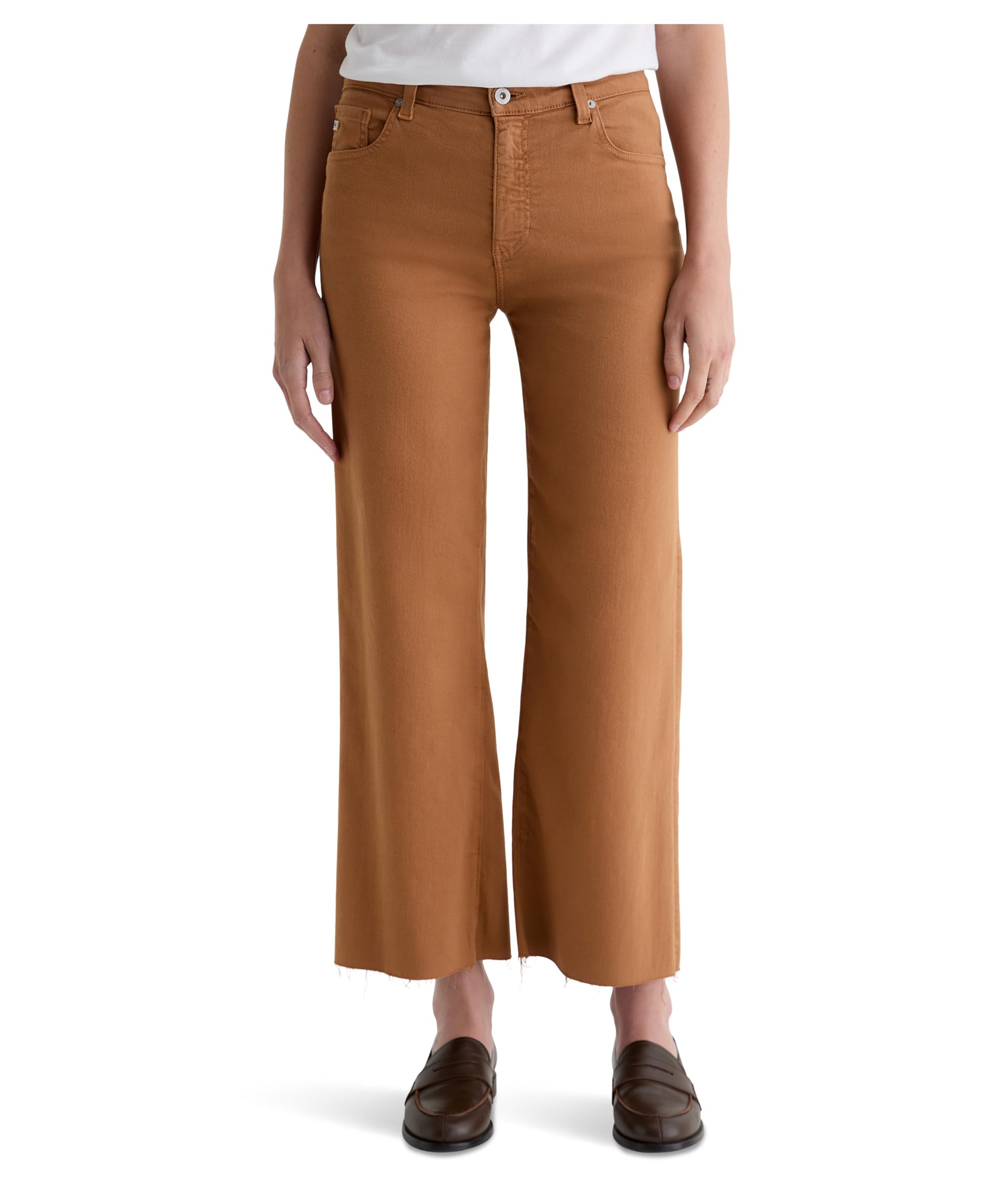 Saige Mid Rise Wide Leg Crop In Ginger