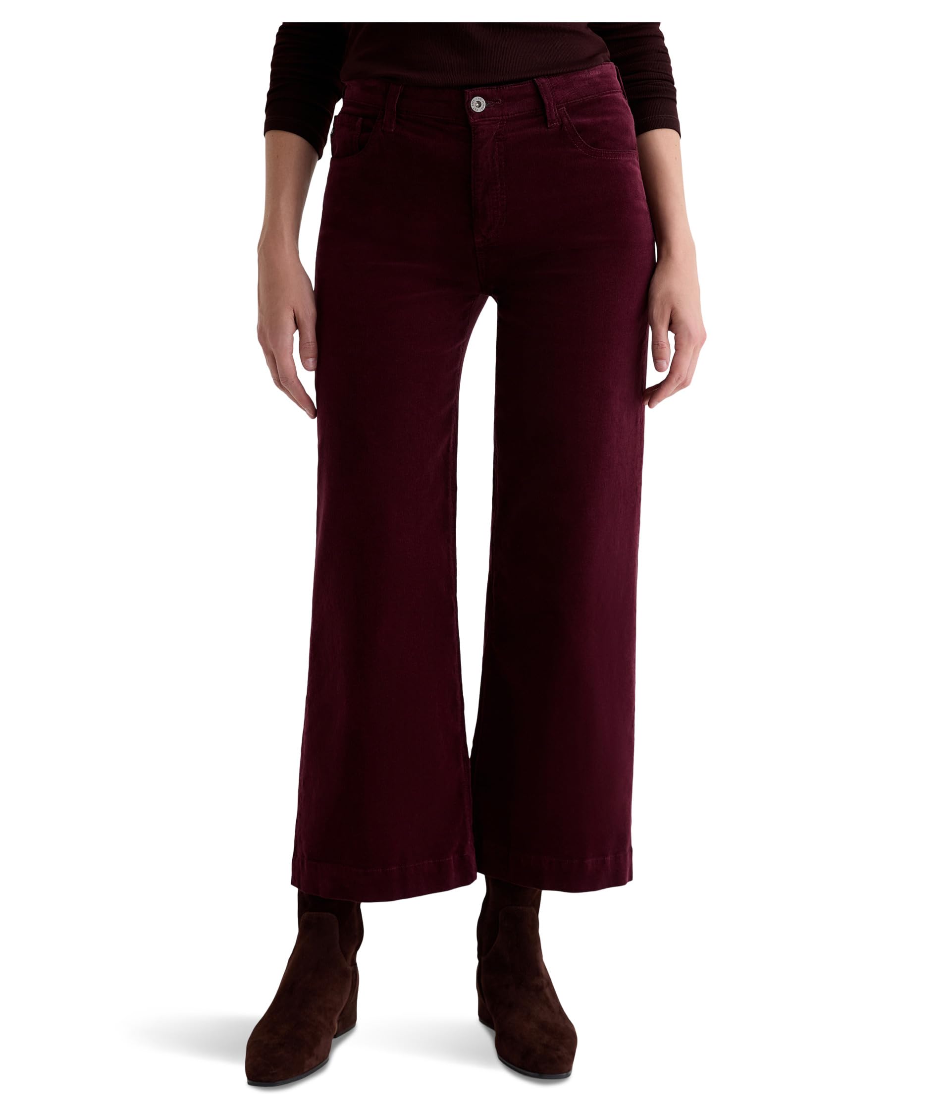 Брюки Saige Mid Rise Wide Leg Crop в цвете Winery