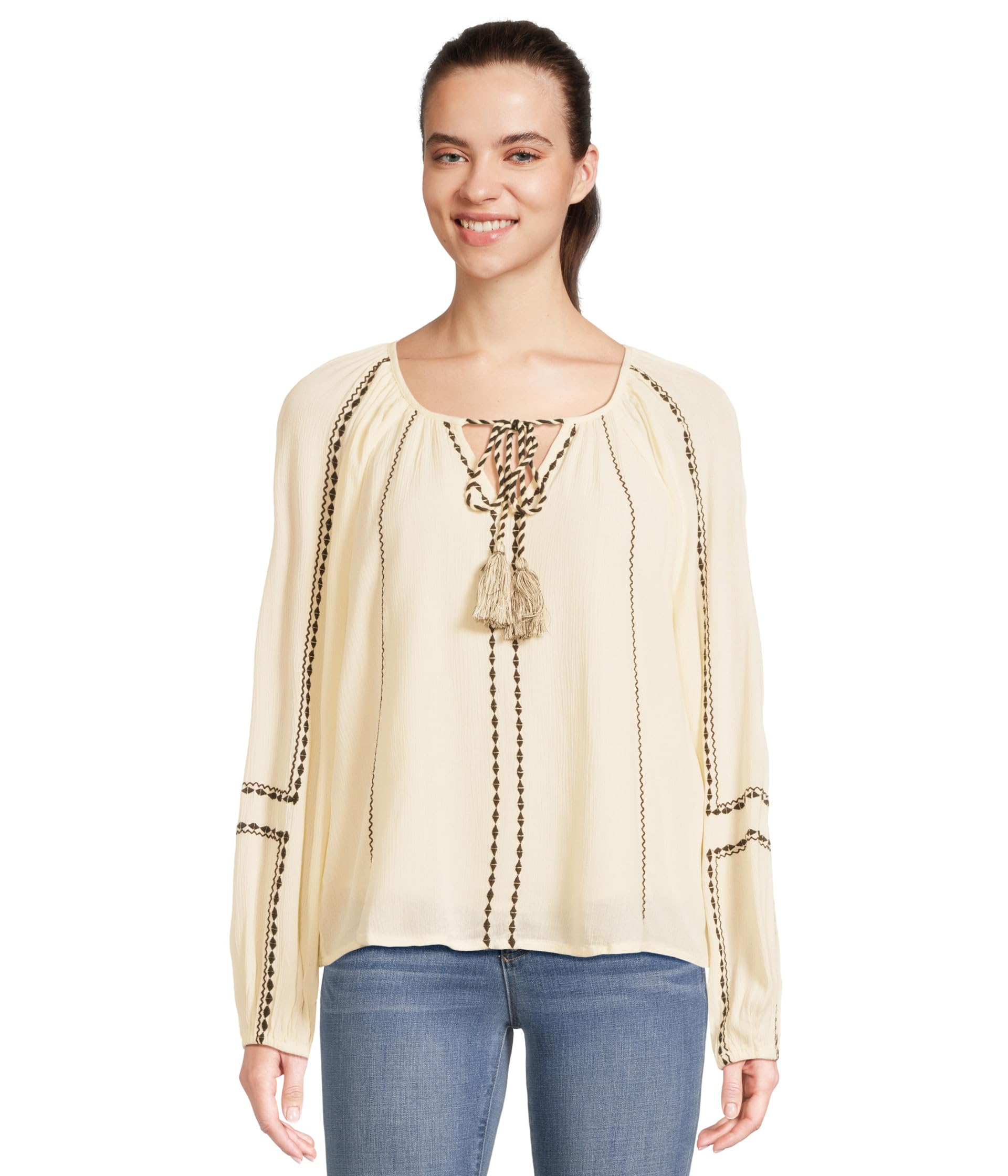 Женская блузка Long Sleeve Woven Raglan With Embroidery