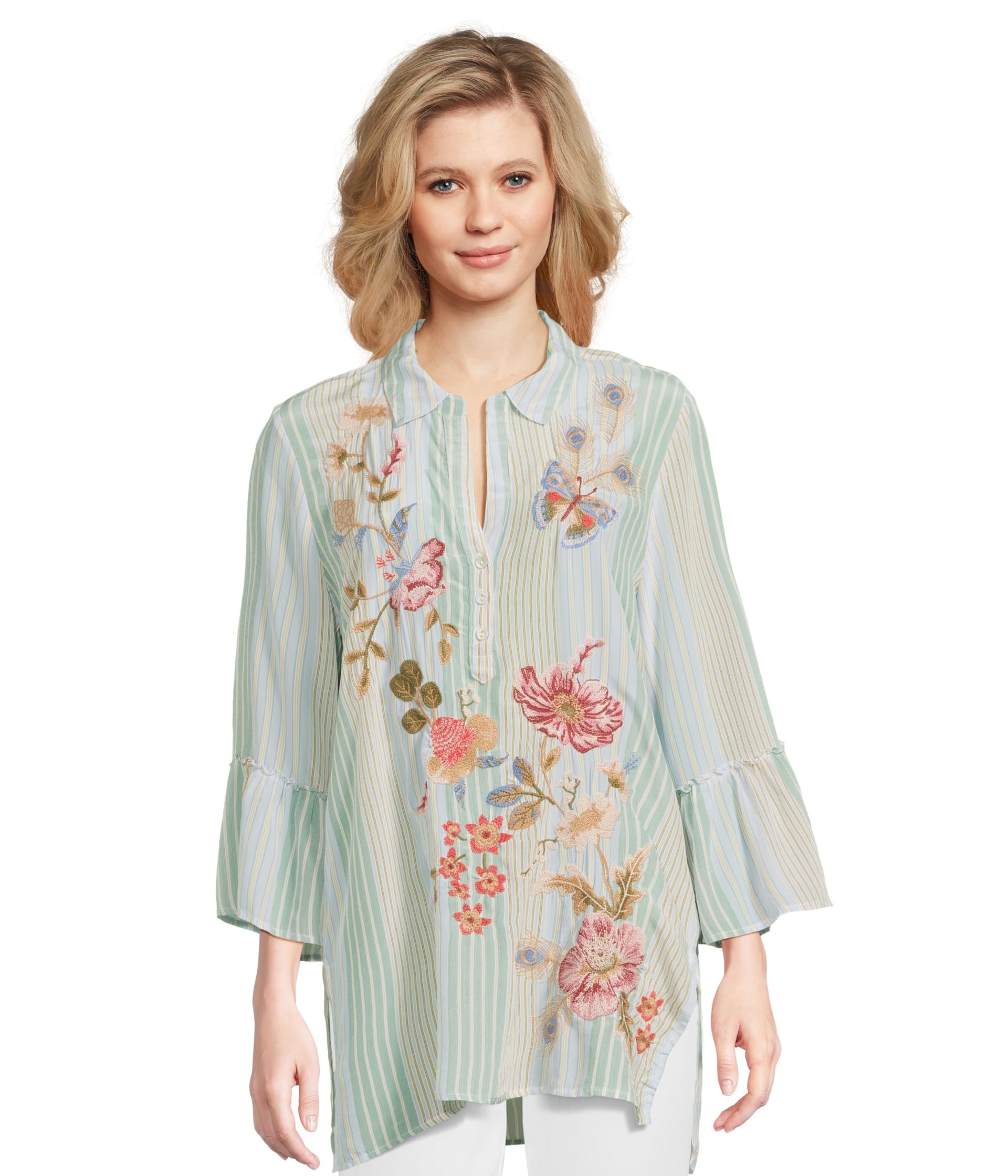Ruffle Sleeve Henley Tunic - Florrie