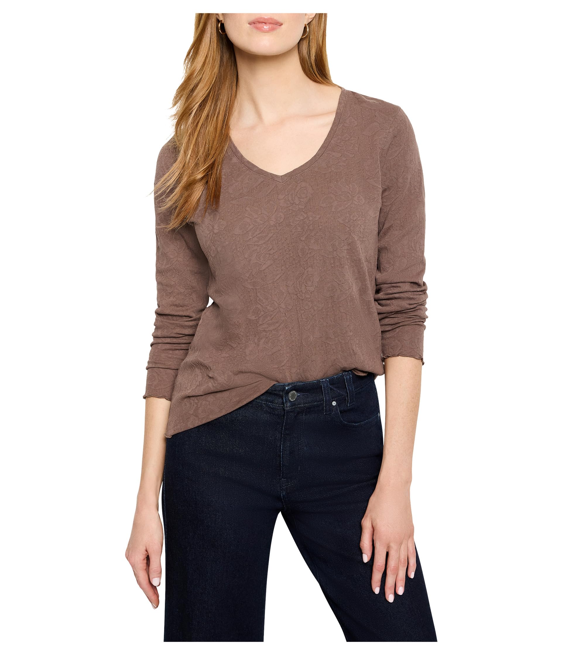 Lace Knit V-Neck T-Shirt