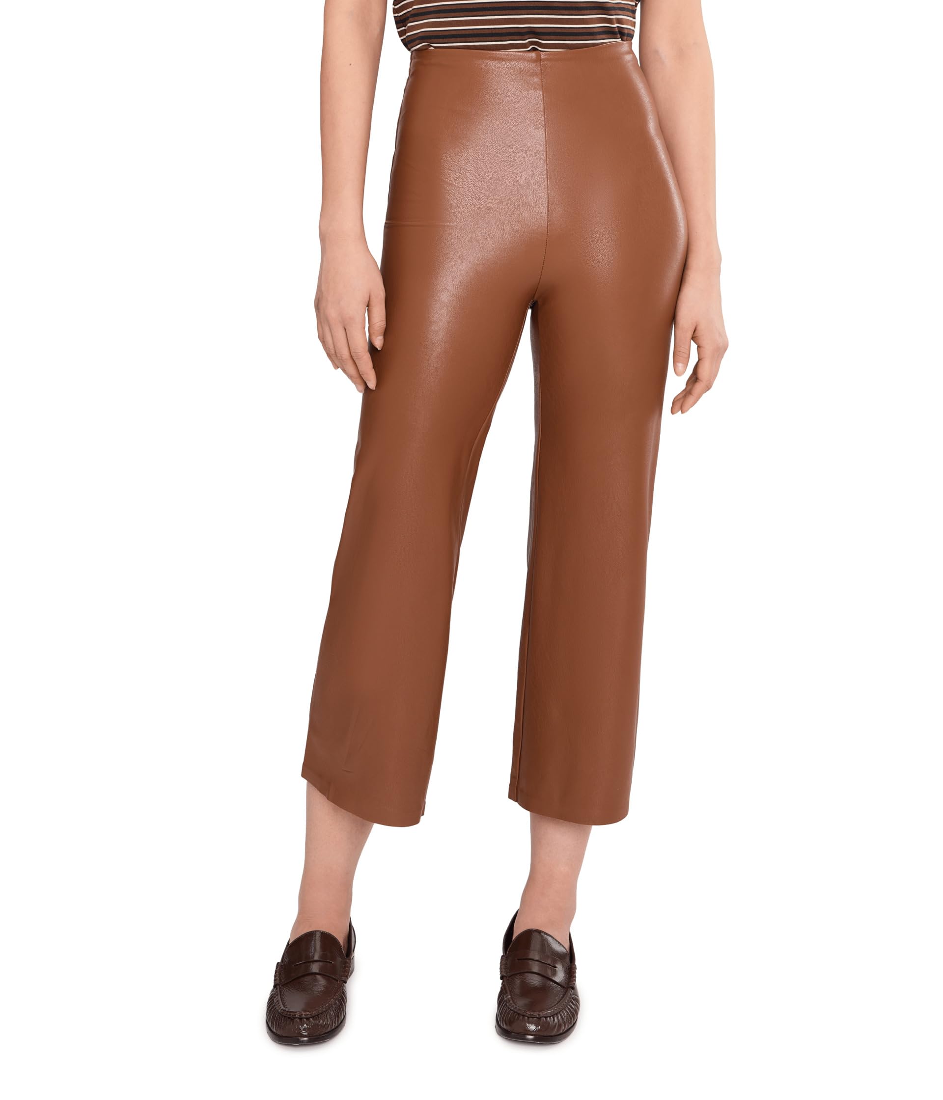 Faux Leather Cropped Wide Leg