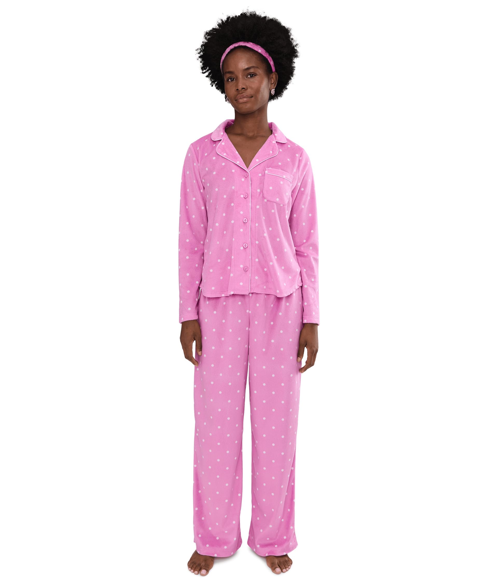 Minky Fleece Long Sleeve Notch Top & Long Pants Set