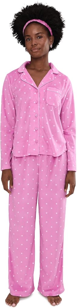 Karen Neuburger Minky Fleece Long Sleeve Notch Top & Long Pants Set комплект пижамы Женский