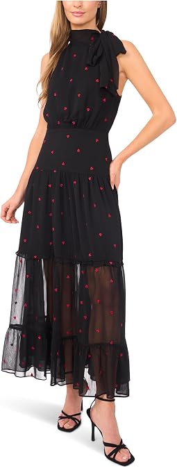Halter Tie Neck Tiered Maxi Dress