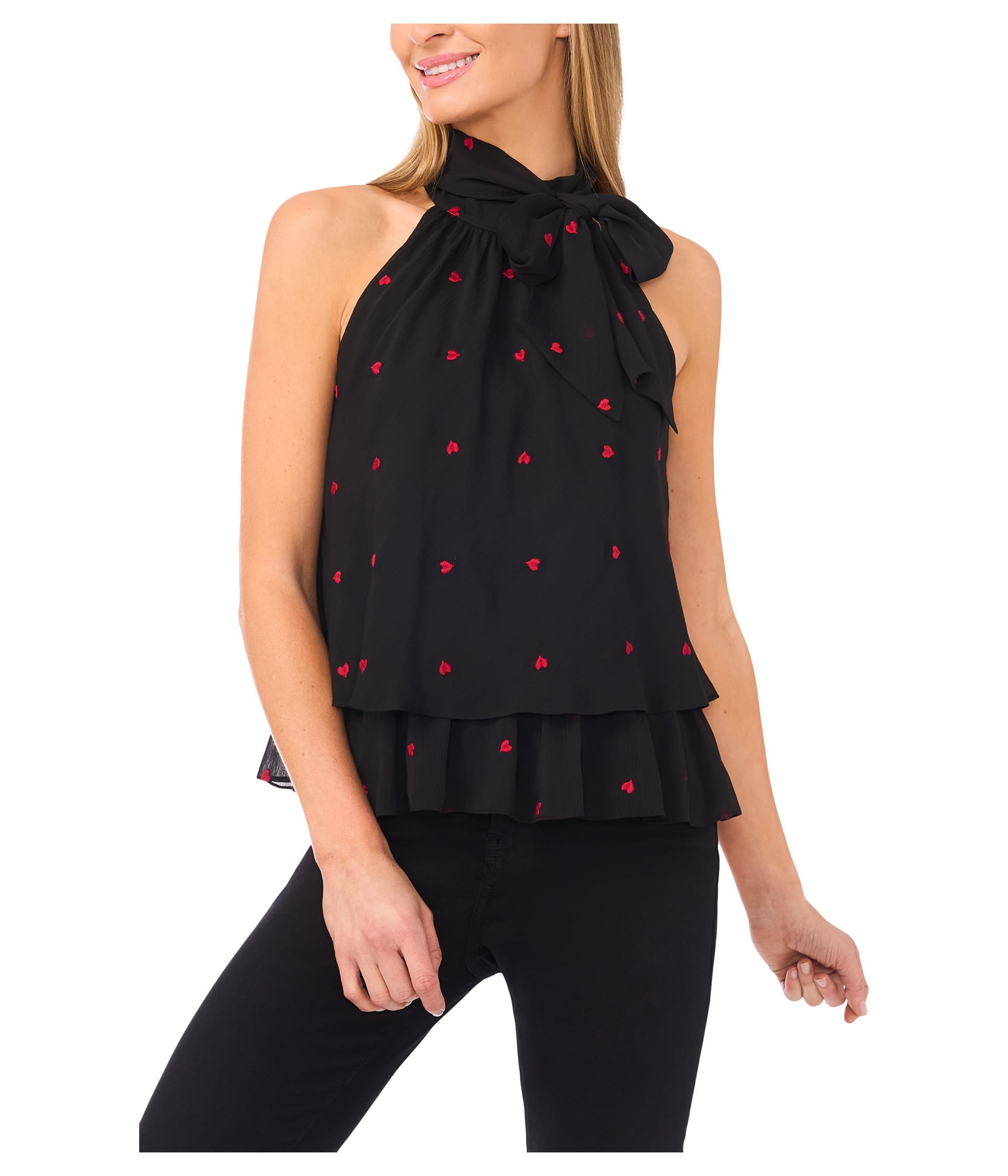 Tiered Halter Bow Tie Top