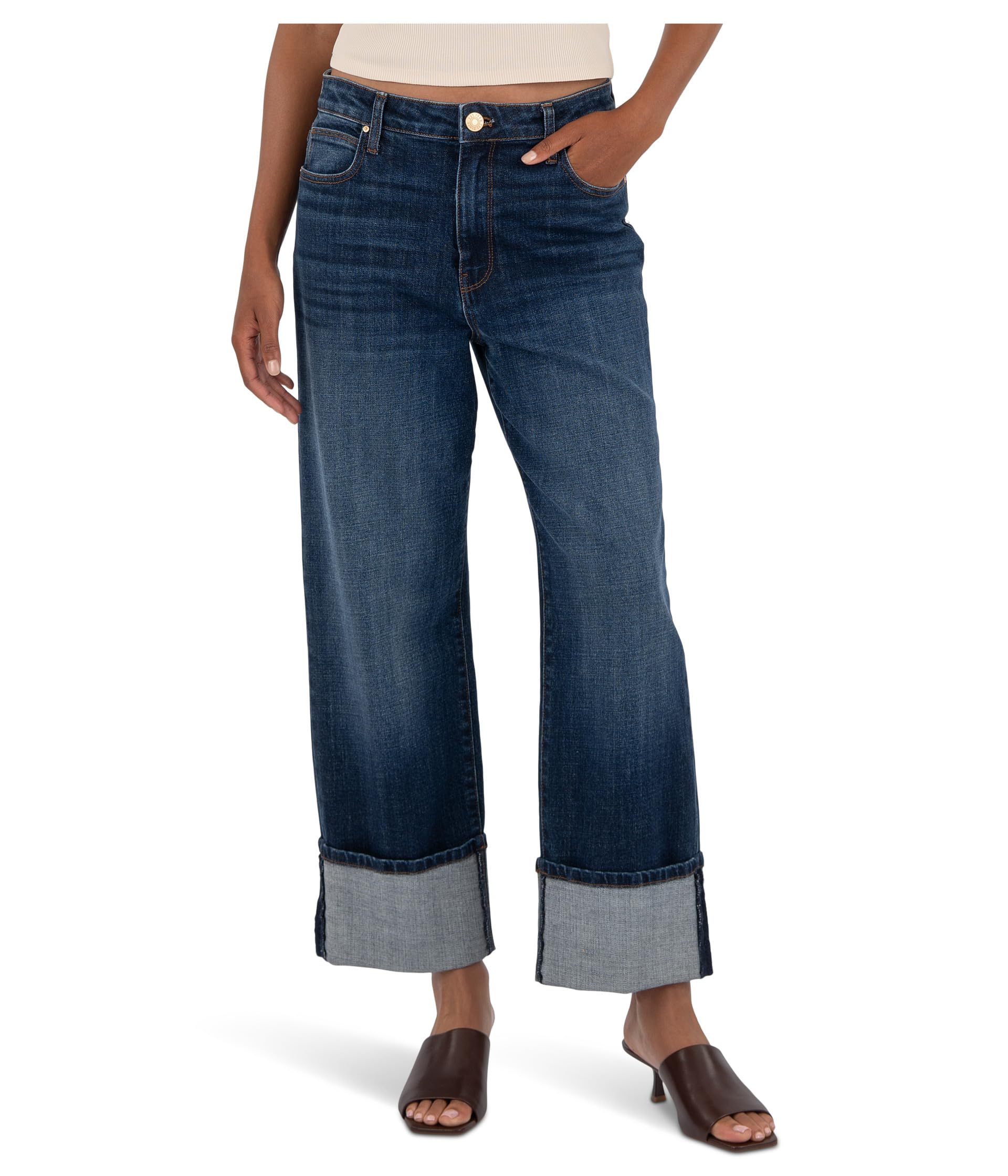 Sienna High-Rise Straight Leg-Roll Up 5" in Clarity