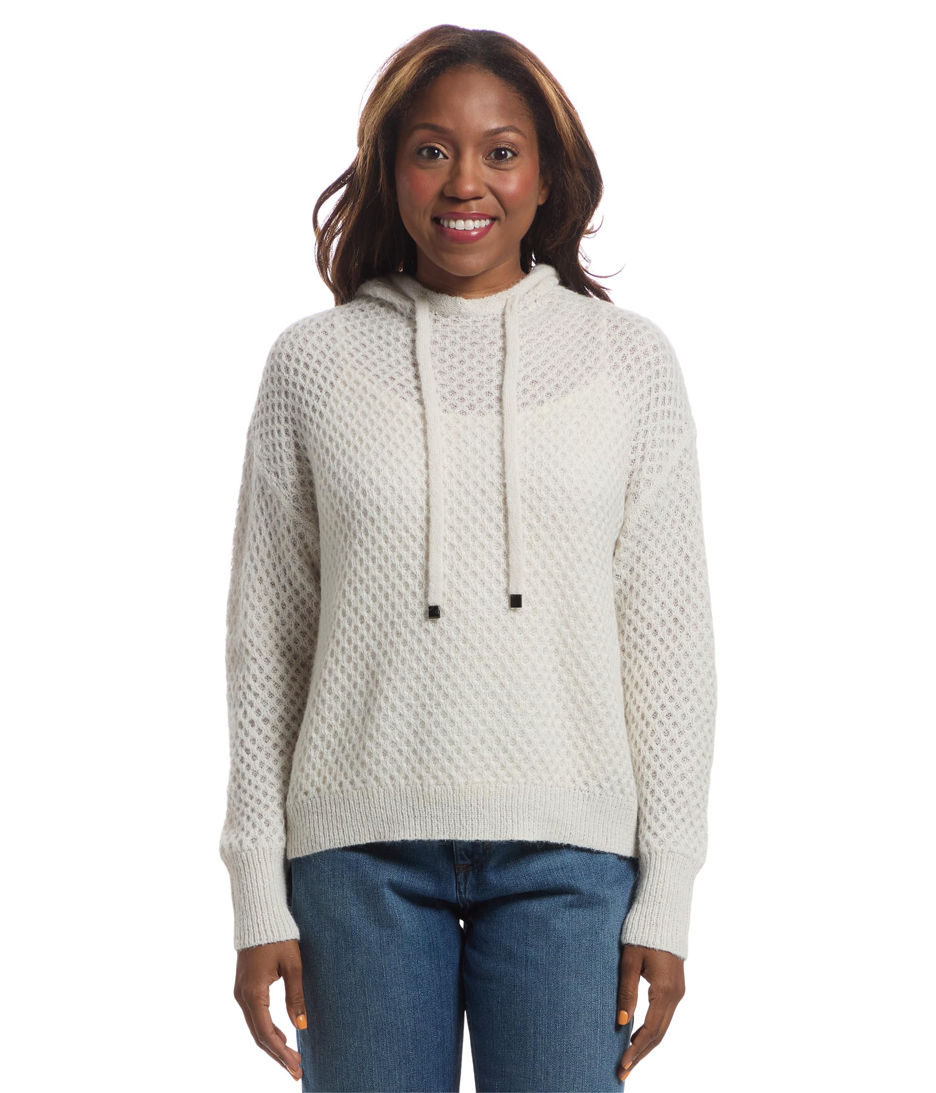 Elliott Lauren Likely Hood Honeycomb Cable Stitch Hooded Sweater с деталями drawstring