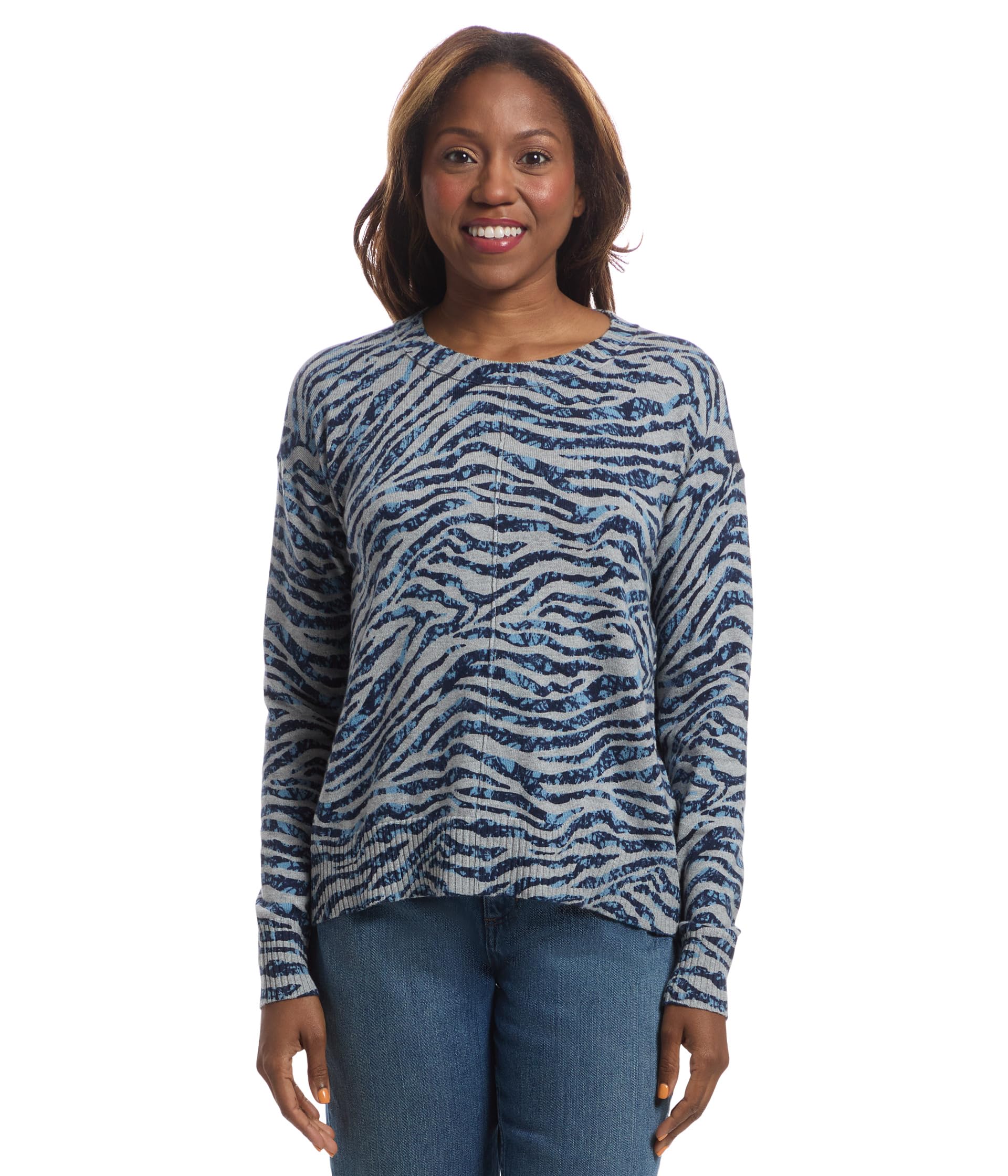 Wild at Heart - Rounded Neck Printed Sweater with Front Seam Detail