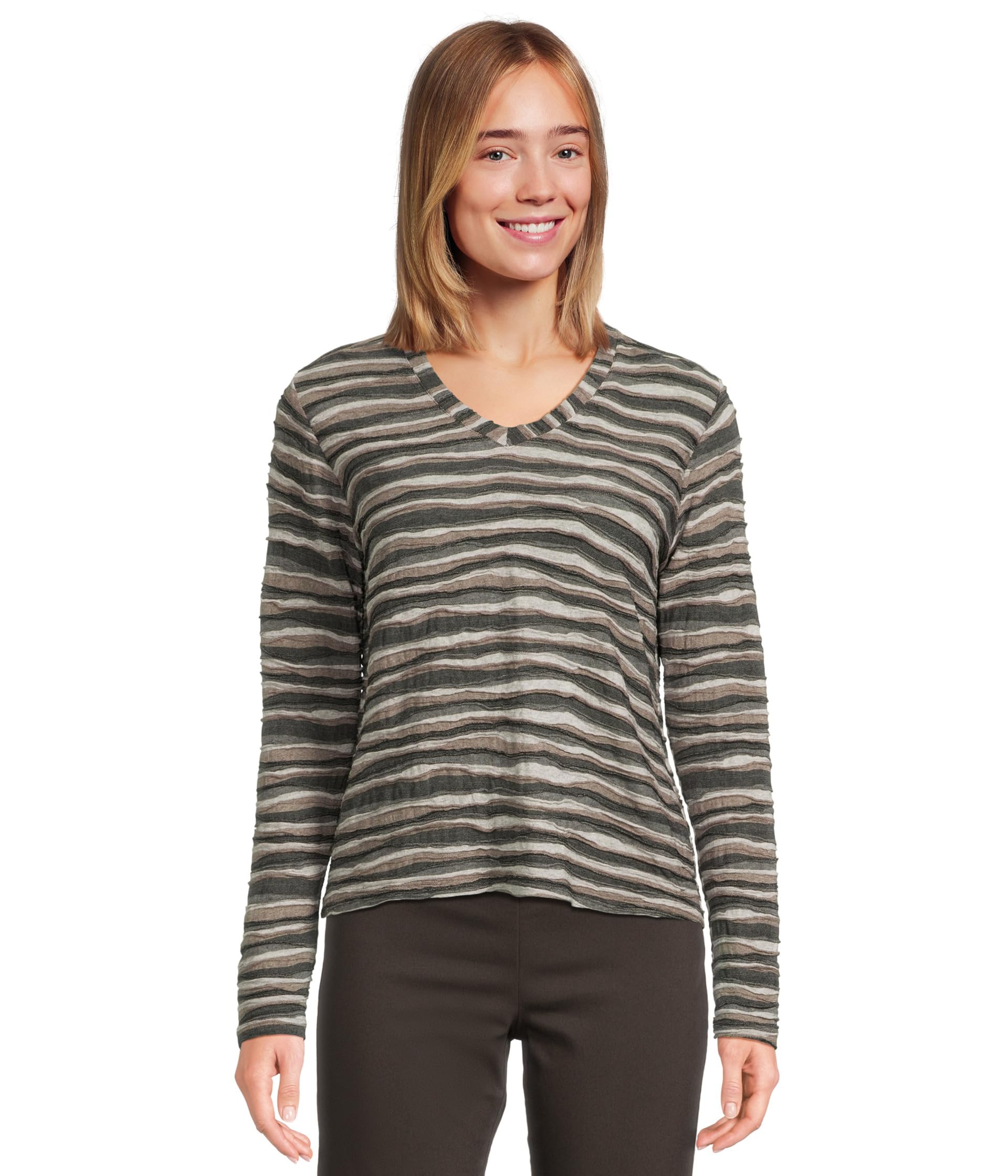 Женский трикотажный топ Long Sleeve Stripe V-neck Elliott Lauren