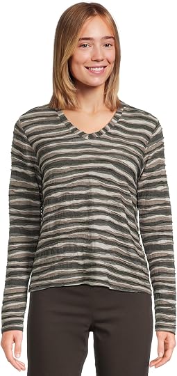 Женский трикотажный топ Long Sleeve Stripe V-neck Elliott Lauren