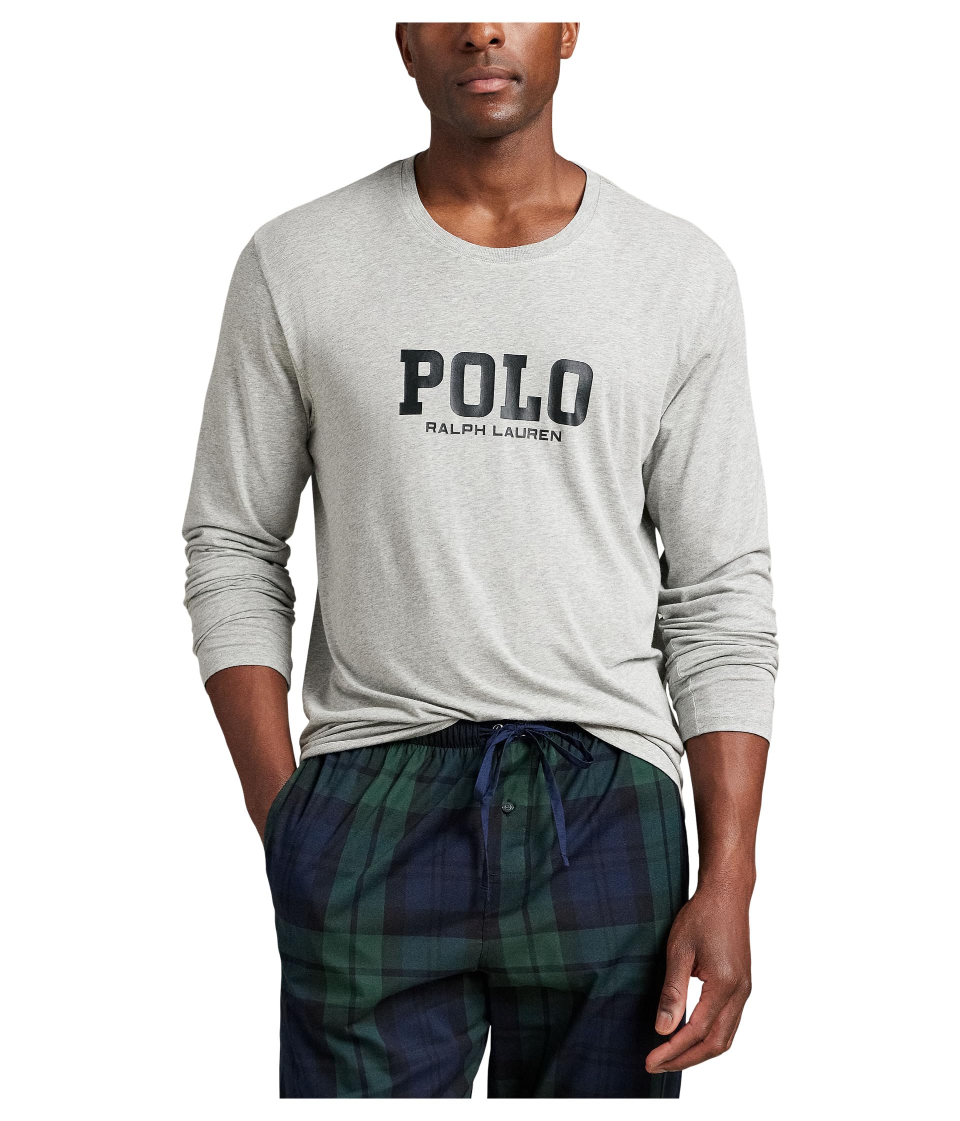 Knit Long Sleeve Crew & Woven Pajama Pant Set