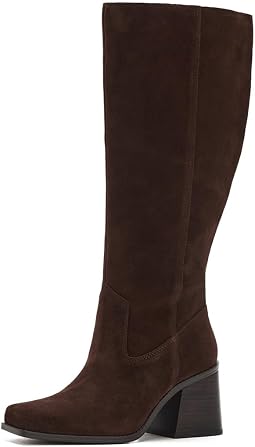 Sangeti Wide Calf Stacked Heel Knee High Boot