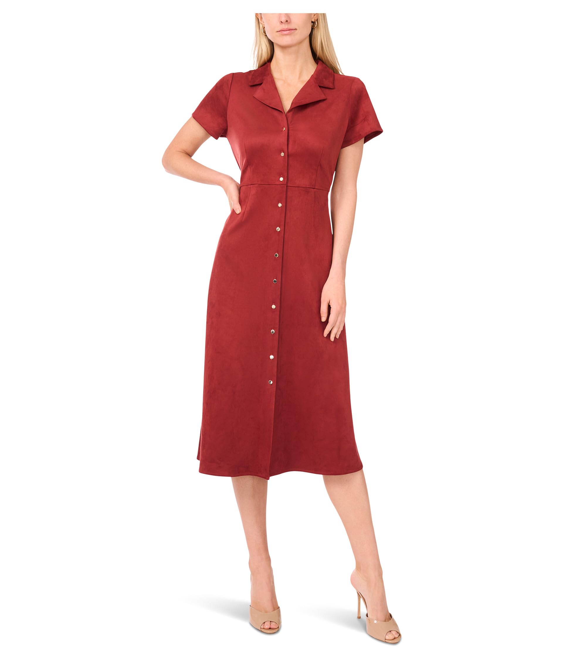Tie Back Button Down Midi Dress