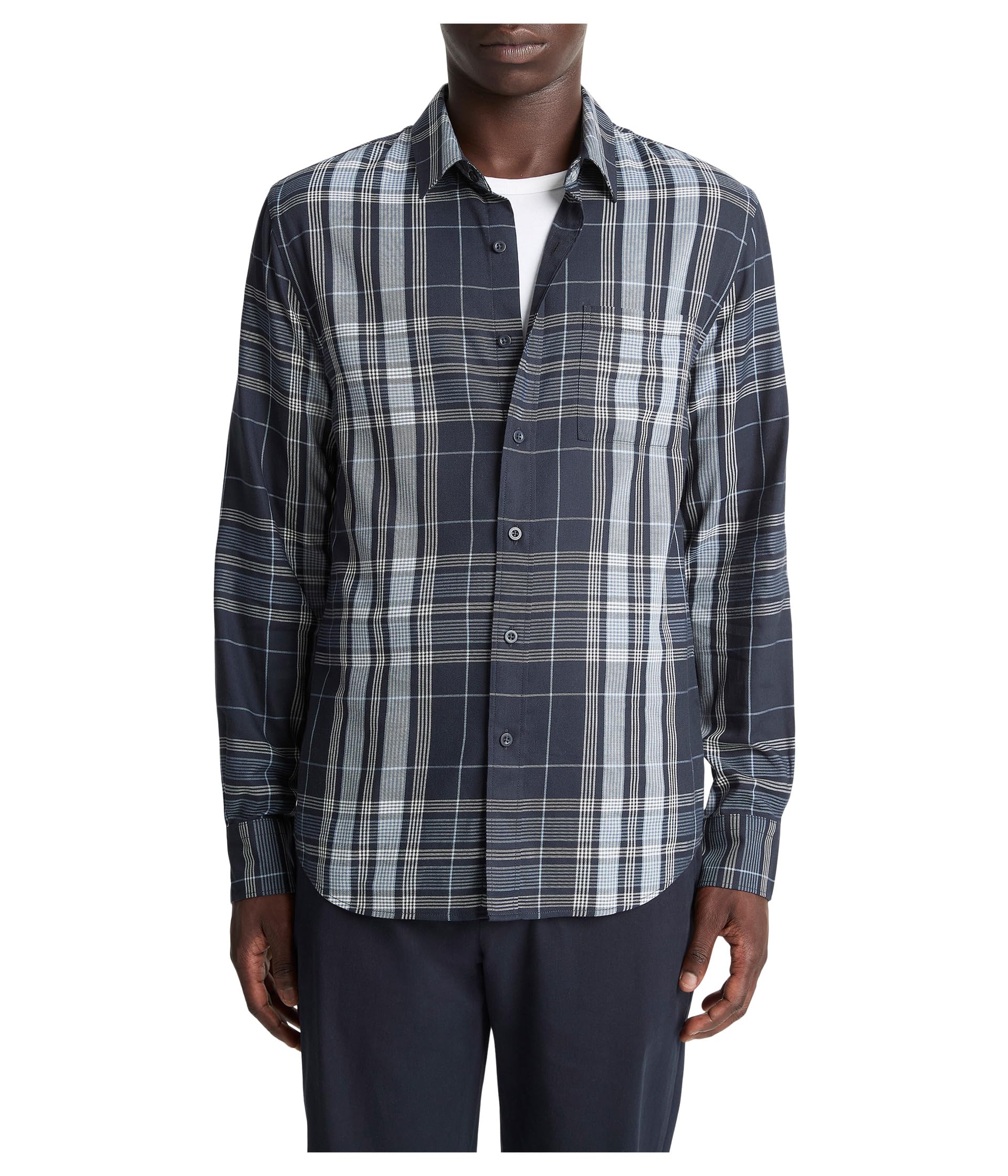 Dunluce Plaid Separate Placket Long Sleeve Shirt